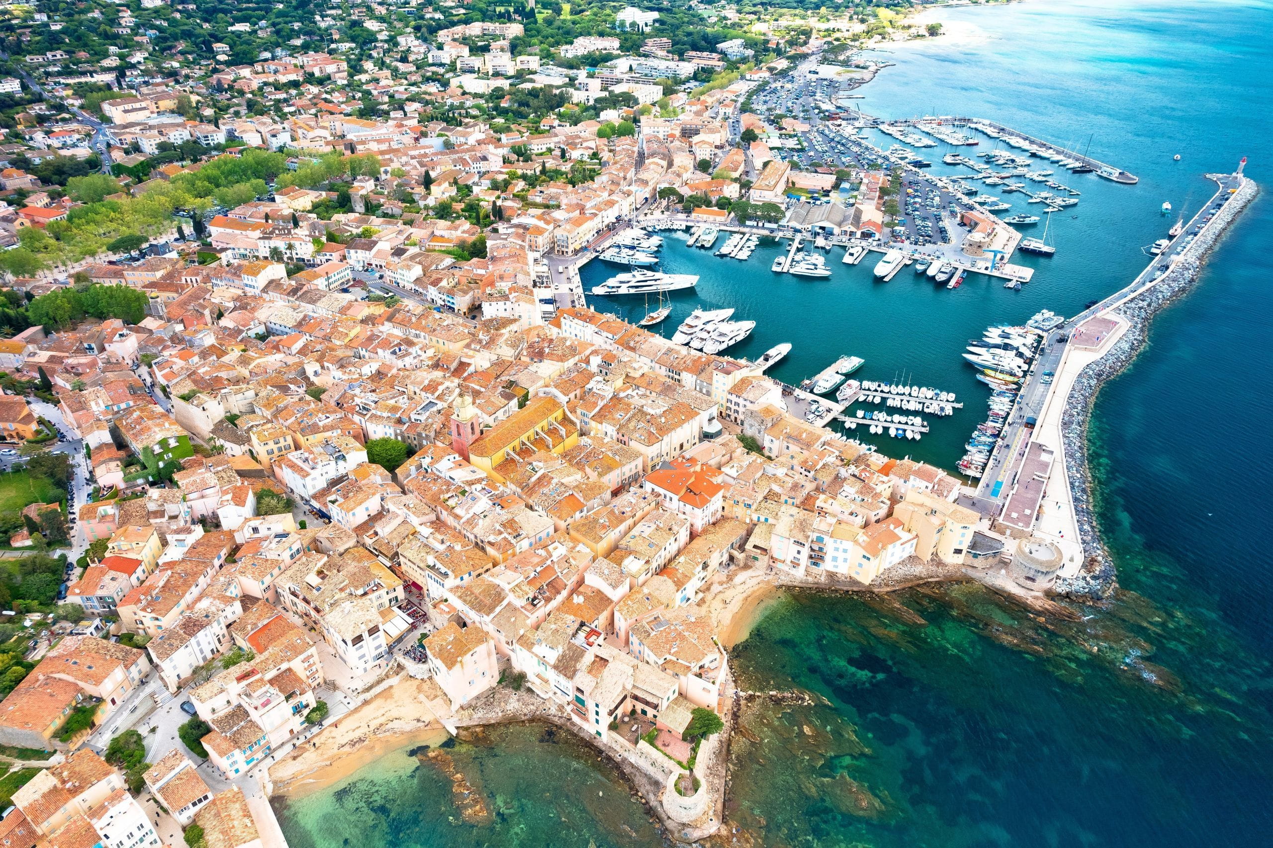 Saint,Tropez,Village,Fortress,And,Landscape,Aerial,Panoramic,View,,Famous